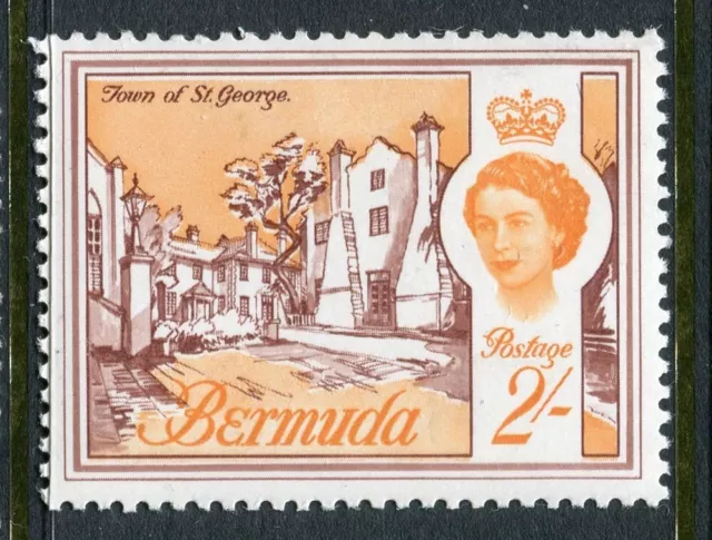 BERMUDA; 1962 early QEII Pictorial issue fine Mint hinged 2s. value
