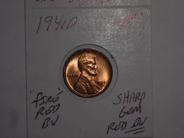 wheat penny 1941D GREAT GEM RED BU 1941-D LINCOLN CENT LOT #7 UNC RED LUSTER