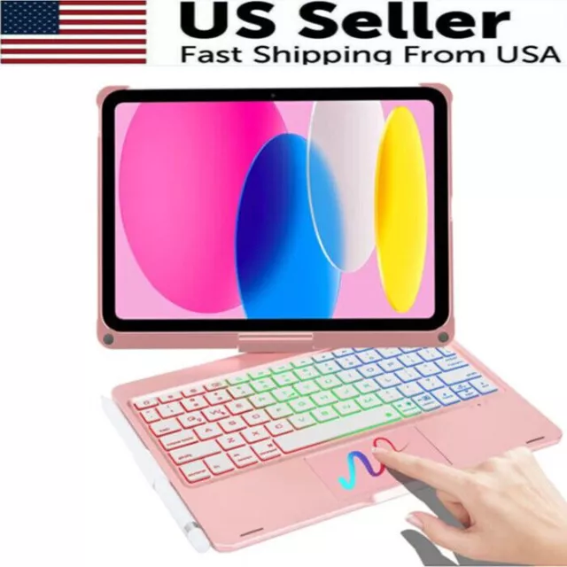 Backlit Touchpad Rotatable Keyboard Case For iPad 10.9 inch 10th Generation 2022