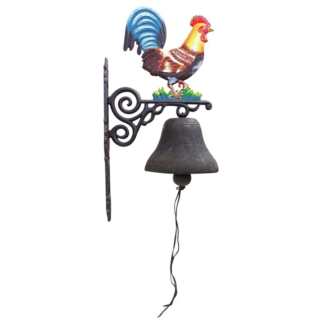 Campana timbre de puerta hierro fundido gallo decoración estilo antiguo 68cm