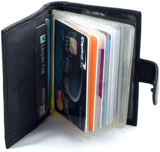 Soft Black Leather Credit Card Holder with RFID Protection - Takes 20 Cards