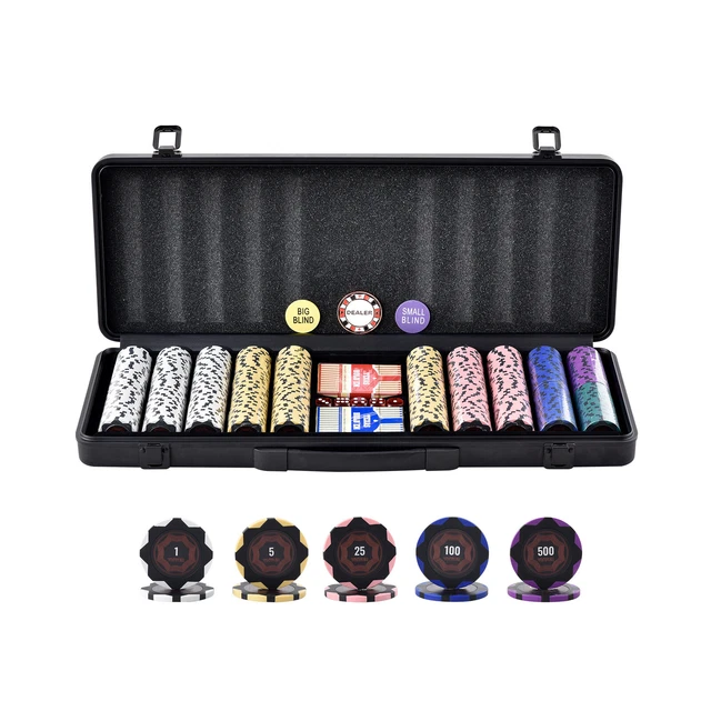 Mallette Poker 500 Jetons Bullets Playing Cards Set Poker Deluxe - 500 Jetons Recyclés Cartes Plastique Christopher Malette Poker