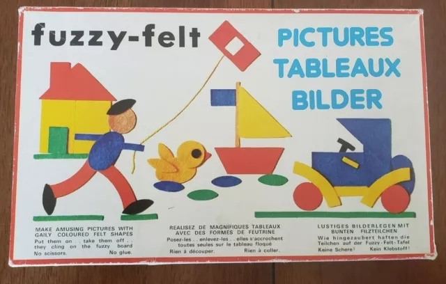 Vintage Fuzzy Felt Pictures Allan Industries England 1960 Rare