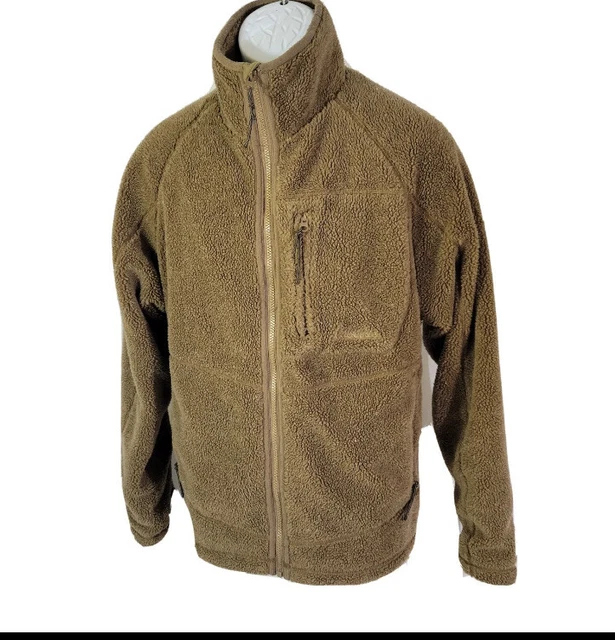 Cabelas Deep Pile Sherpa Fleece Jacket Mens Medium Berber Full Zip Windstop