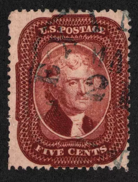 1857 US SC 28 5c Thomas Jefferson, Red Brown, Type I - Used