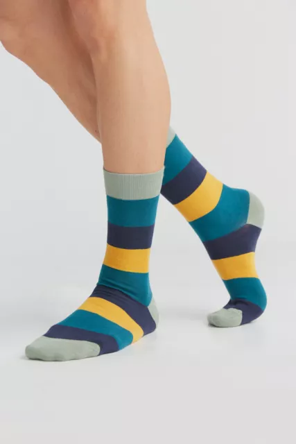 Albero Natur 2 Paare Damen Herren Strümpfe Bio-Baumwolle Socken längere bunt