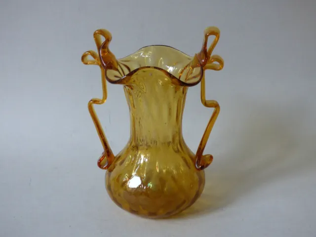 Thomas Webb Corbett  Amber Crystal Art Glass Flower Stem Bud Vase Free Uk P+P