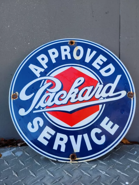 Vintage Packard Porcelain Sign Automobile Car Dealer Approved Service Garage 12"