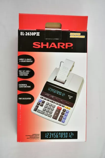 Sharp EL-2630PIII High Speed Ribbon 12 Digit 2 Color Printing Calculator NEW!