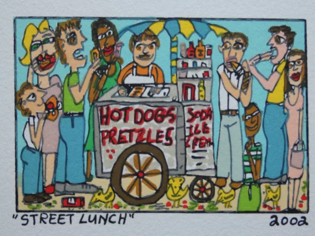 James Rizzi - Street Lunch, Farblithografie, 2002