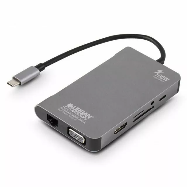 Urban Factory HUBEE Station Plus USB-C 100W 3.1 HDMI VGA Ethernet Micro SD Jack