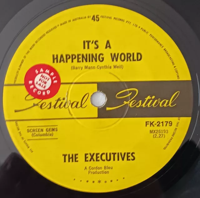 The Executives – It's A Happening World - OZ 1968 Festival Promo 7" 45 - VG+