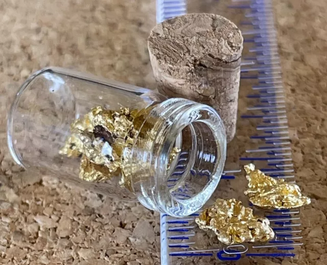 10 genuine, natural, small Western Australian Gold Nuggets; 2.82 grams in vial