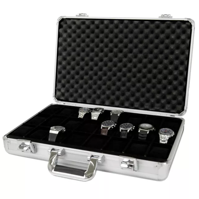 Watch Case for 24 Watches Collectors Briefcase Aluminum TSBOXAL24