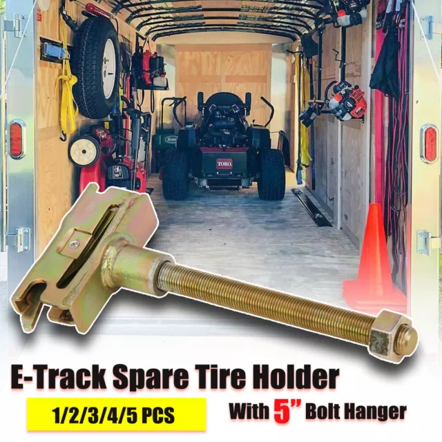 E-Track Spare Tire Trailer Mount w/ 5” Bolt Hanger Spare Wheel Carrier 1/2/3/4/5