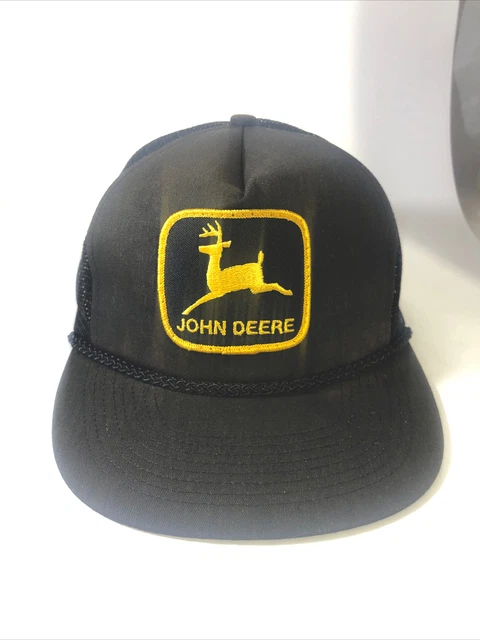VTG John Deere Black Snapback Hat Patch Mesh