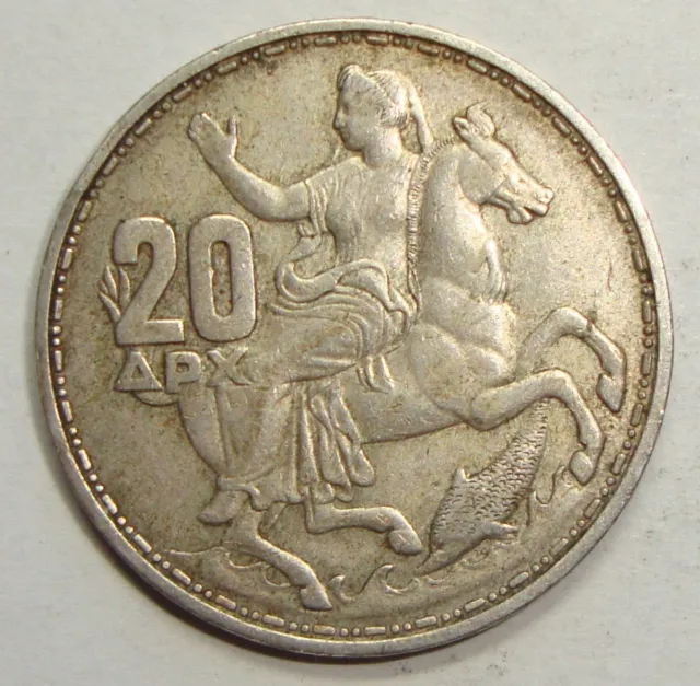 1960 Greece Twenty 20 Drachmai Silver World Coin