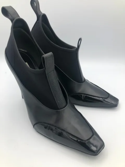 Balenciaga Black Neoprene Patent Calfskin Scuba Wedge Ankle Boots sz. 39.5