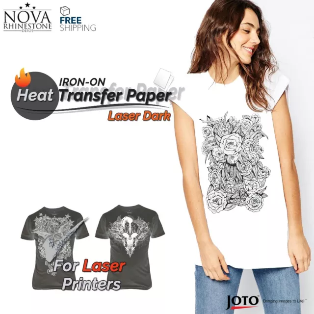 New Laser Iron-On Heat Transfer Paper, For Dark fabric, 10 Sheets - 8.5" x 11"