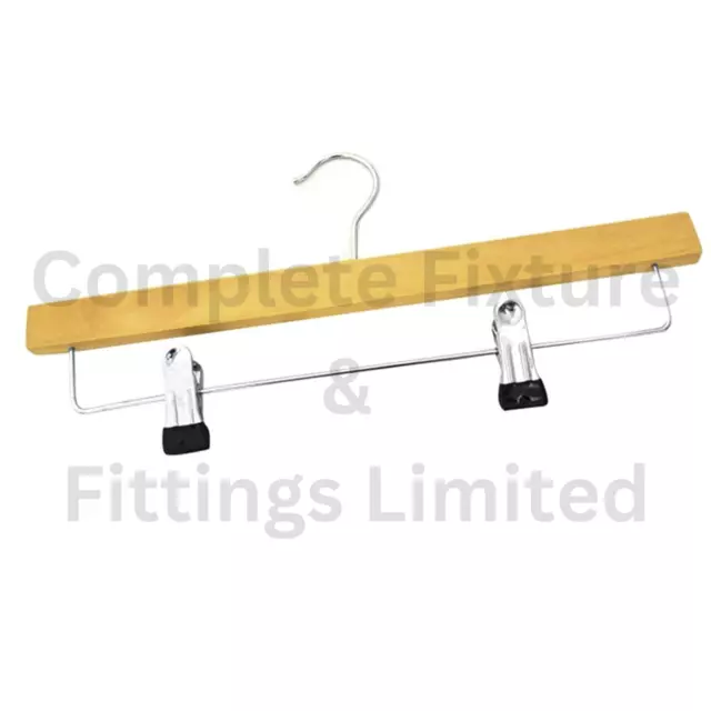 Quality Flat Wooden Trouser, Skirt Hangers With Clips, Coat Clothes Hangers 36cm