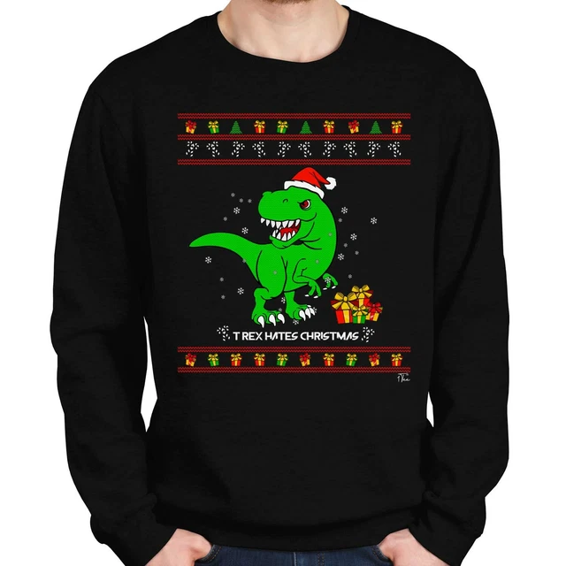 1Tee Mens T Rex Hates Christmas Sweatshirt Jumper