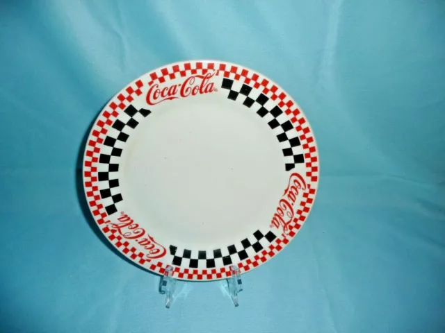 Vintage 1996 COCA-COLA Gibson Red/Black/White Checkered 10-1/2" Dinner Plate