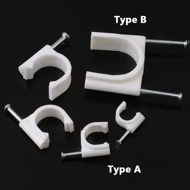 Round Cable Clips Wall 4mm 5mm 6mm 7mm 8mm 9mm 10mm 12mm - 50mm White Nail Plugs