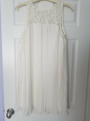 Anthropology KAS New York Sleeveless Ivory Pleated Lined Dress Women's Size S