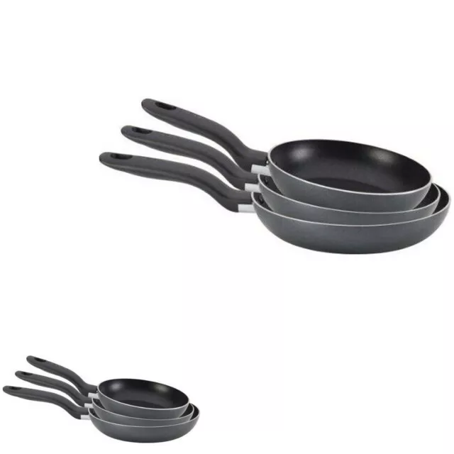 New Set Of 3 Frying Pan Non Stick Fry Kitchen Eggs Breakfast Dinner Cookware Set