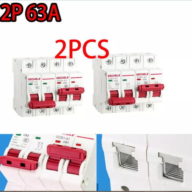 2PCS Dual Power Transfer Switch Differential Interlock Circuit Breaker  2P 63A