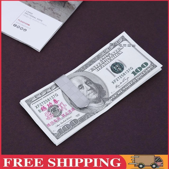 Stainless Steel Credit Money Clip Durable Plaid Book Clip Alloy for Men Business