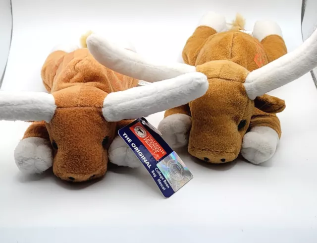 Lot of 2 Texas Longhorn Horns College Football Bean Bag Mascot Bevo 9 " Plush