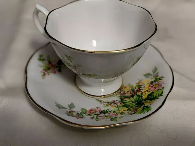 Royal Albert Pink/Yellow Flower Tea Cup Saucer Bone China England