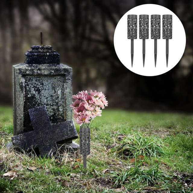 4 Pcs Grave Flower Pots Cemetery Decorations Headstone Holder Flowerpot