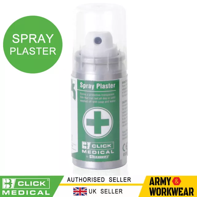 Click Medical First Aid 32.5ml Aerosol Spray Plaster Transparent Film Cuts Graze