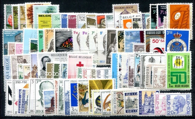 BELGIEN 1970,1971 1580-1670 ex ** POSTFRISCH JAHRGANG fast KOMPLETT(00195a