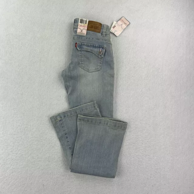 New Levi Strauss Girls 27x29 (Tag 14) Bell Bottom Flap Pocket Stone Washed Jeans