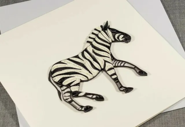 CARTES PLUMEUSES - carte 3D animal zèbre faite à la main carte blanche  matelassée EUR 5,65 - PicClick FR