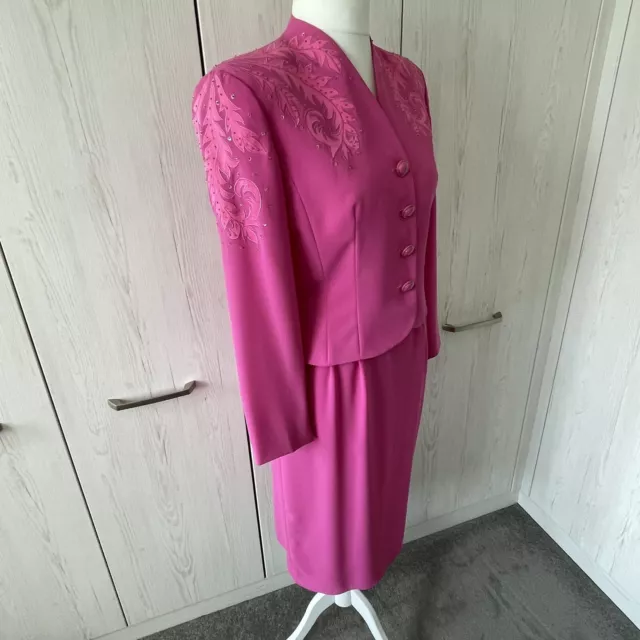 Gonna e giacca a matita CONDICI UK 14 paillettes rosa applique madre della sposa