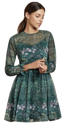 Ted Baker Green Mini Dress With Long Sleeve
