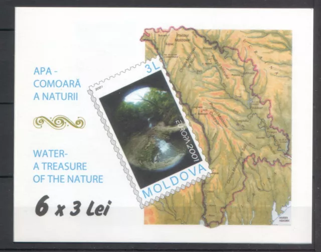 Livret Moldova 2001 CEPT Europa "L'eau, un trésor de la nature" 6 timbres min sans h 2