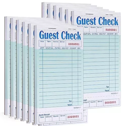 12Pack Guest Checks for Server, Server Note Pads, Waitress Ticket Book, Accessor