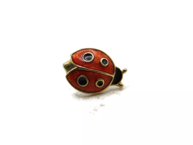 Red & Black Lady Bug Pin Gold Tone