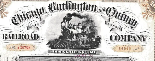 Chicago , Burlington and Quincy Railroad Comp. decorativ stock USA locomotive