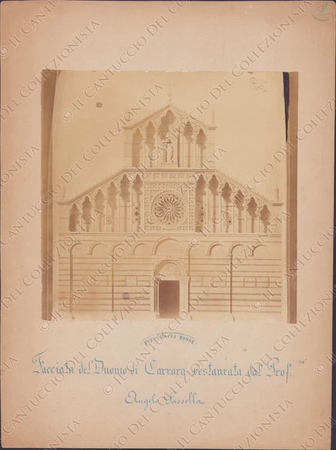 CARRARA Facciata Duomo Restaurata Angelo Sassella Massa Fotografia albumina