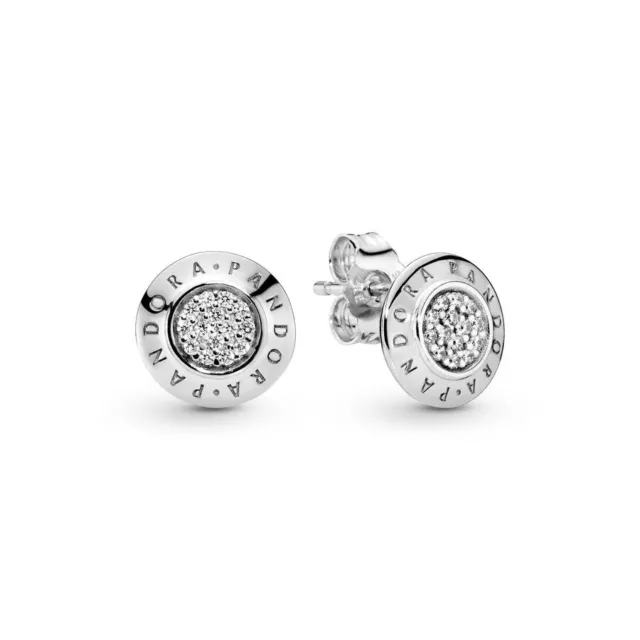 Genuine Pandora Signature Stud Earrings S925 ALE  290559CZ Gift Pouch