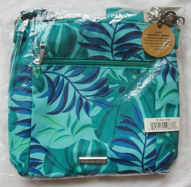 Samantha Brown To-Go Zip-Front Crossbody Bag Green Palm Leaf motive NWT 2