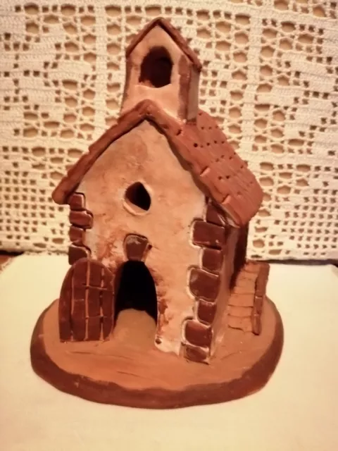 chapelle miniature en terre cuite artisanale santon crèche H 17 CM diorama noël