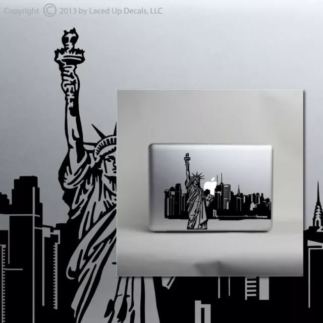 Autocollant vinyle peau Macbook City Skyline Macbook, Statue de la Liberté, New York 2