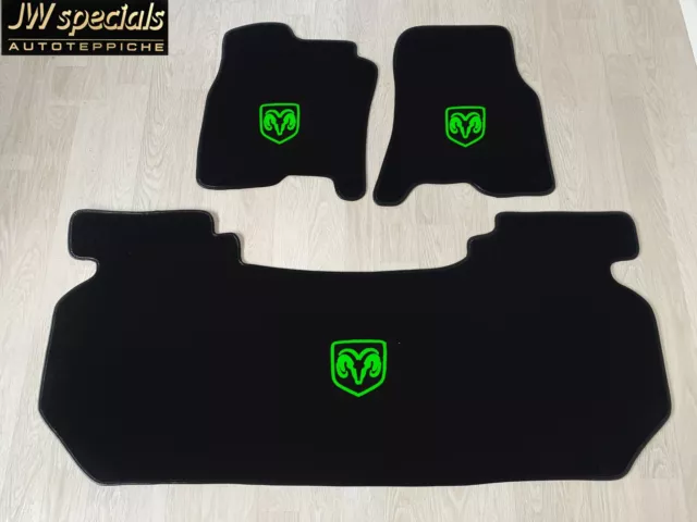 Velluto Tappetini per Dodge RAM Gruppo Cab 2019-2024 Nero Verde Neon Velluto